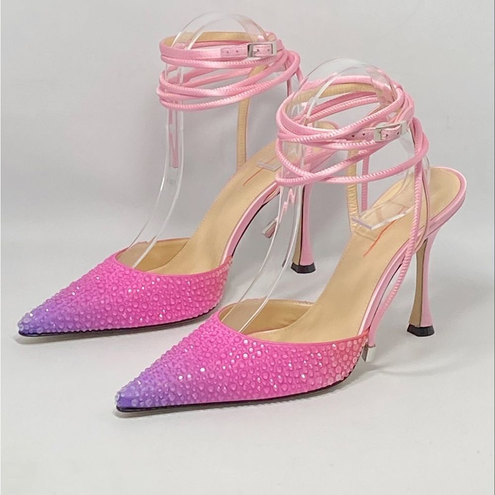 Mach & Mach Crystal-embellished ombré satin pumps size 38.5 - Picture 4 of 15